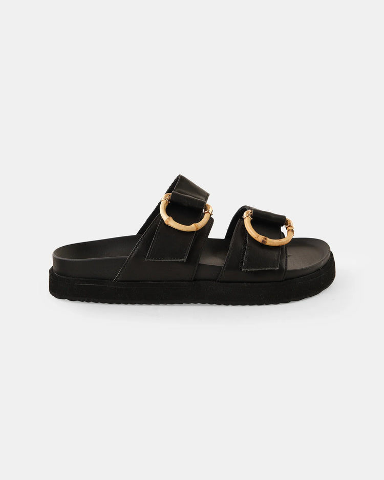 Mint Leather Slide | Black Bamboo