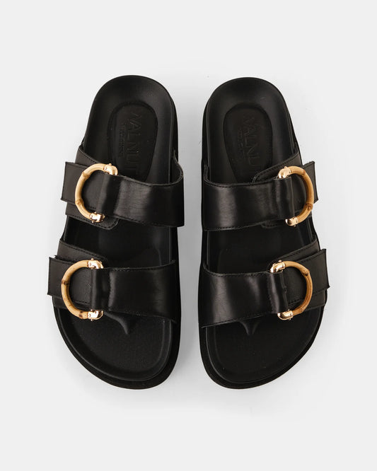 Mint Leather Slide | Black Bamboo