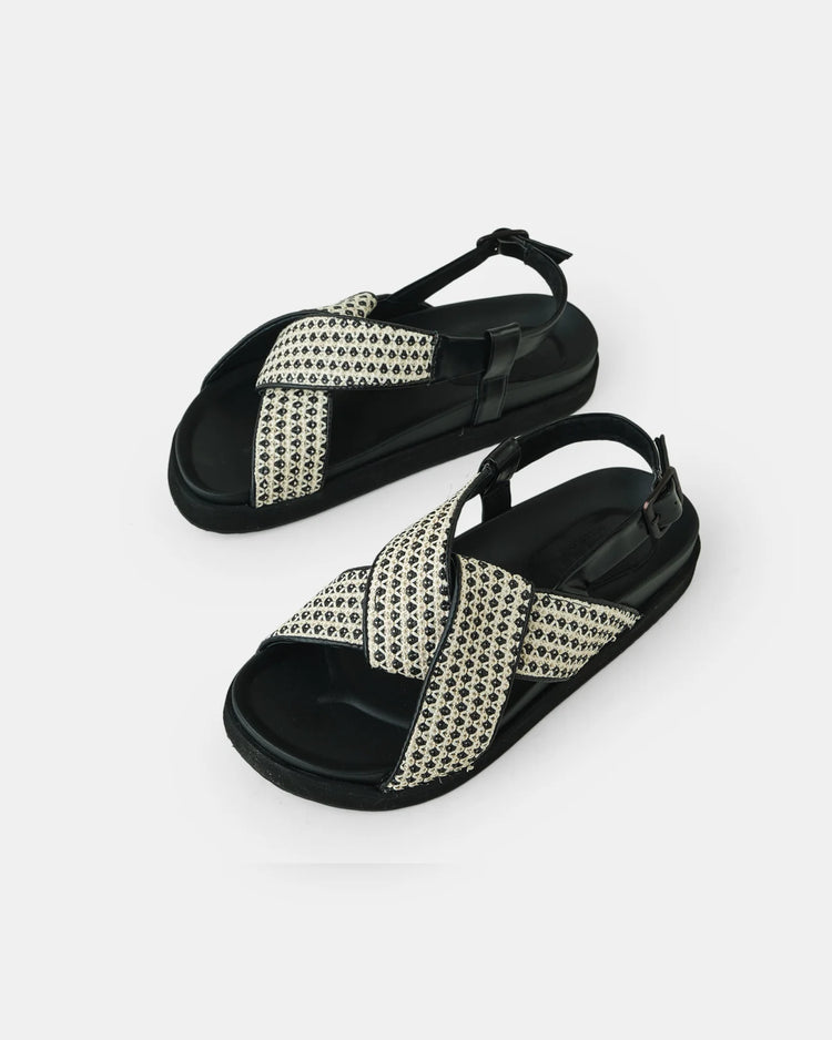 Mya Sandal | Black Woven