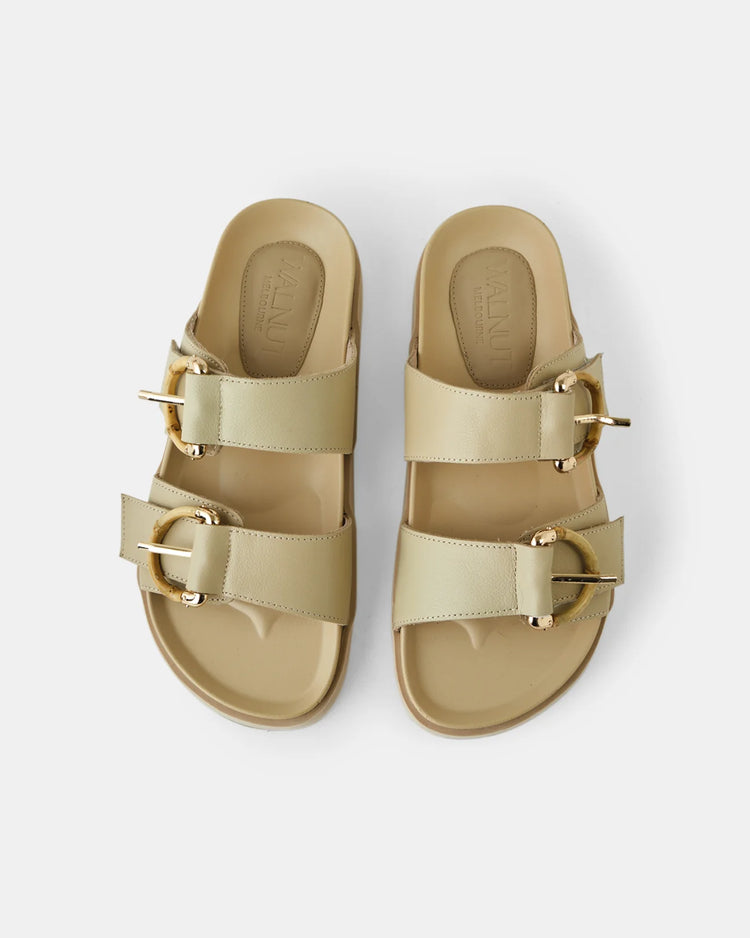 Mint Leather Slide | Camel Bamboo