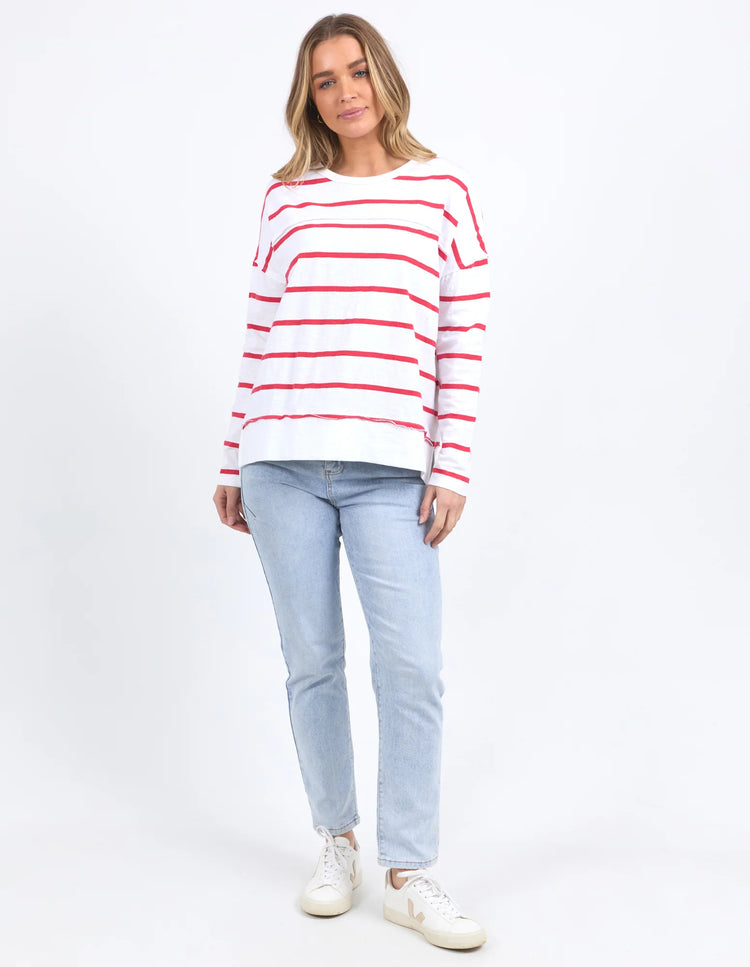 Jayne Stripe Throw On Top | Red