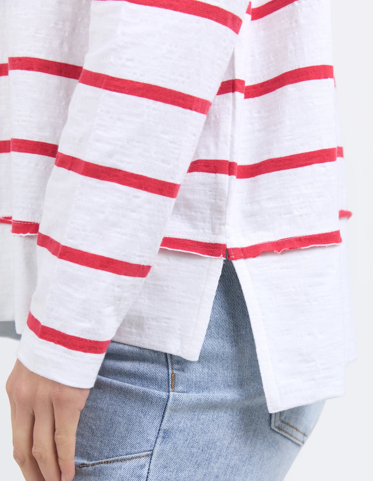 Jayne Stripe Throw On Top | Red