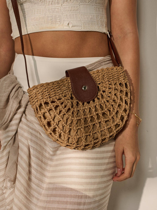 Straw Half Moon Bag