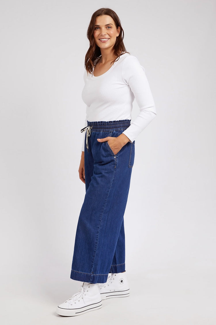 Greta Wide Leg Pant | Mid Blue Wash