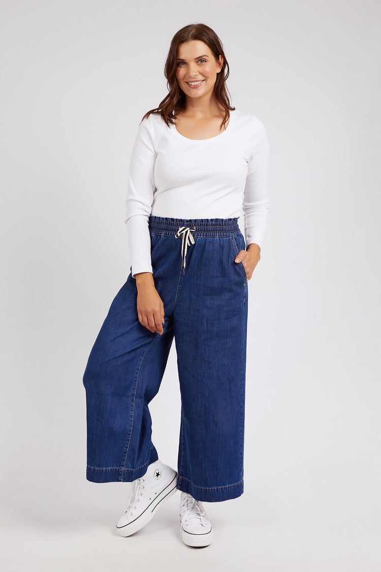 Greta Wide Leg Pant | Mid Blue Wash