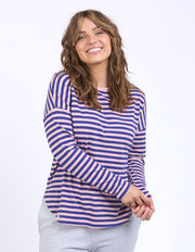 Lauren L/S Tee Stripe | Deep Blue & Blush Stripe