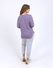 Lauren L/S Tee Stripe | Deep Blue & Blush Stripe