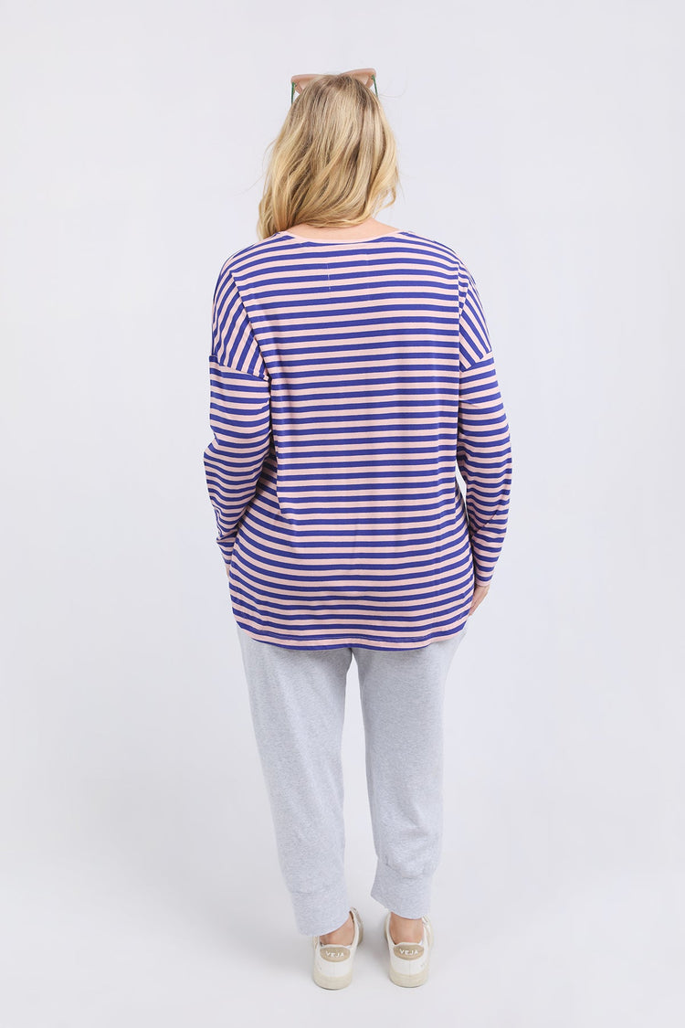 Lauren L/S Tee Stripe | Deep Blue & Blush Stripe