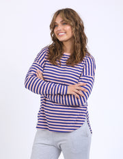 Lauren L/S Tee Stripe | Deep Blue & Blush Stripe