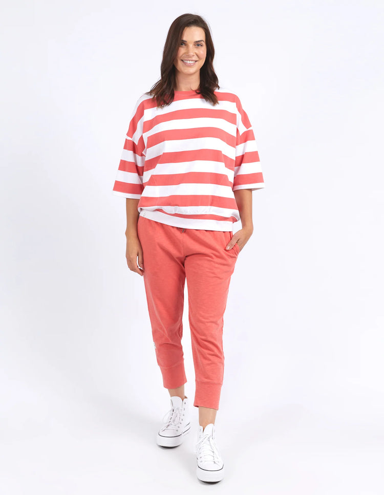 Mazie Block Stripe Sweat | Watermelon/White Stripe