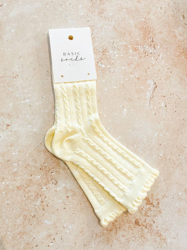 Knitted Frill Crew Socks | Brown