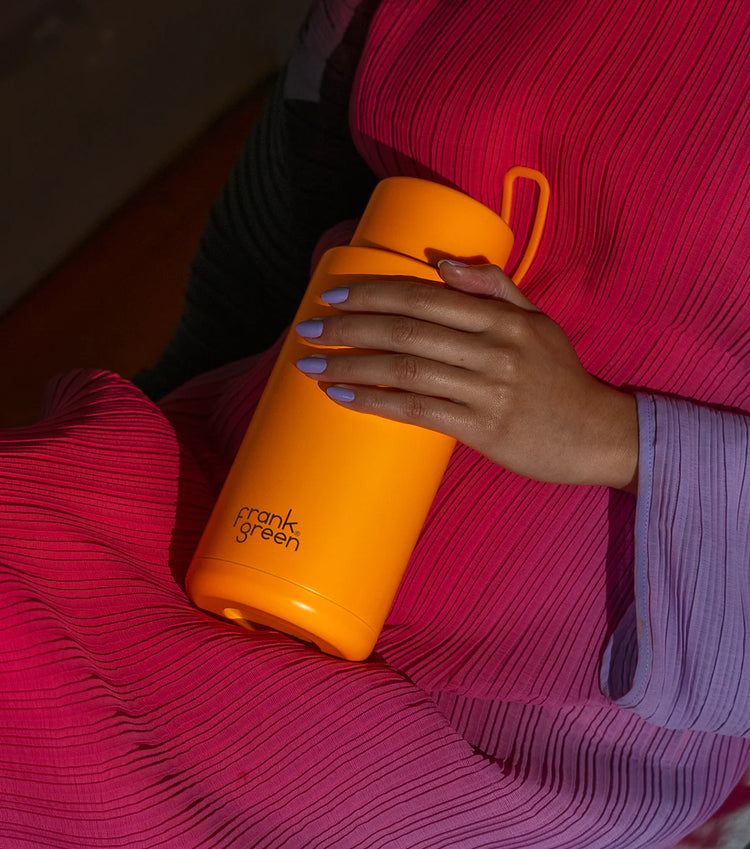 Neon Ceramic Reusable Bottle 34oz | Orange