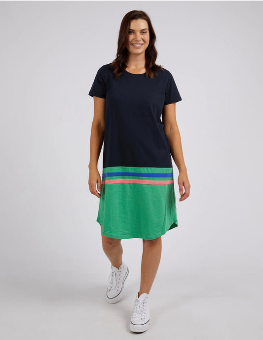 Rhea Tee Dress | Navy & Green