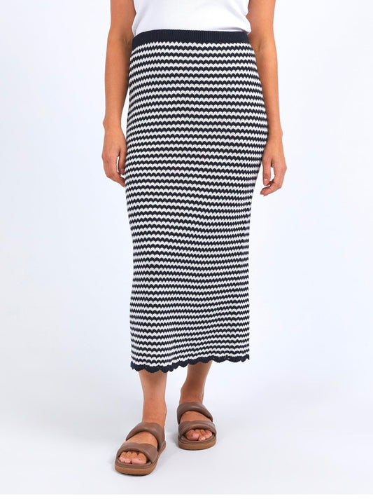 Rosie Stripe Skirt | Navy & White