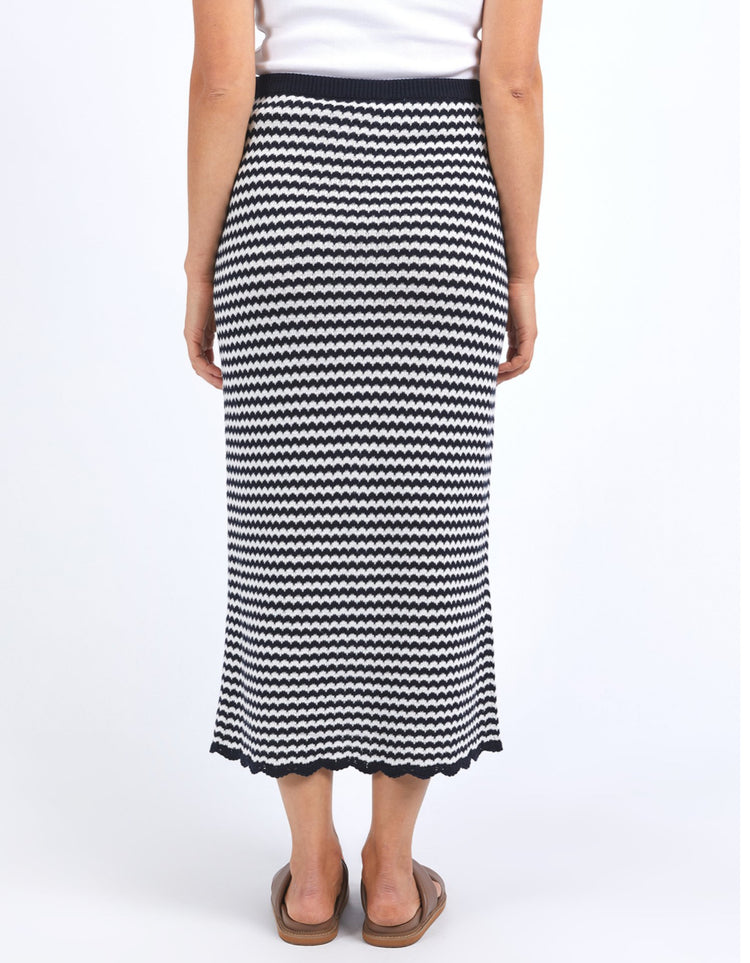 Rosie Stripe Skirt | Navy & White