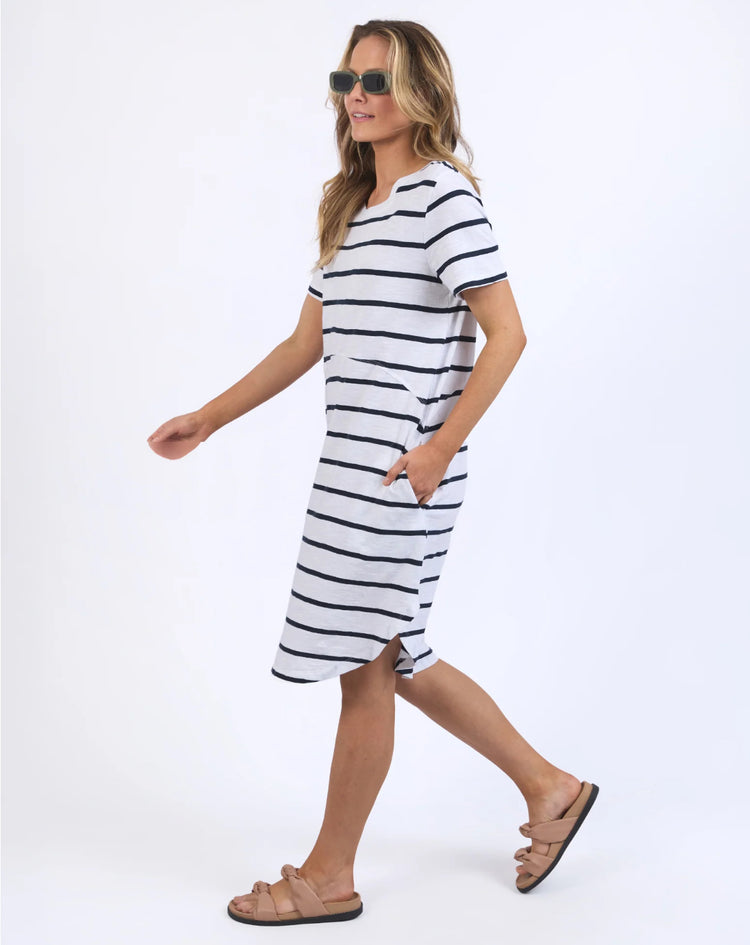 Bay Stripe Dress | White & Dark Saphire