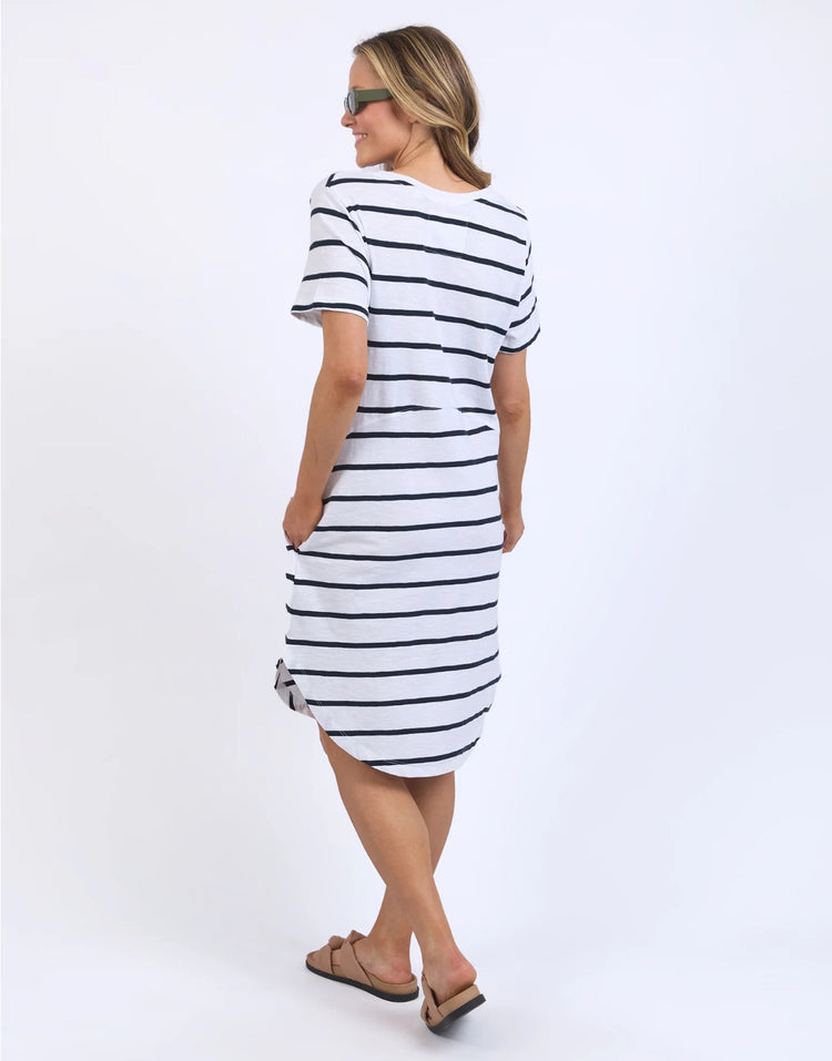 Bay Stripe Dress | White & Dark Saphire