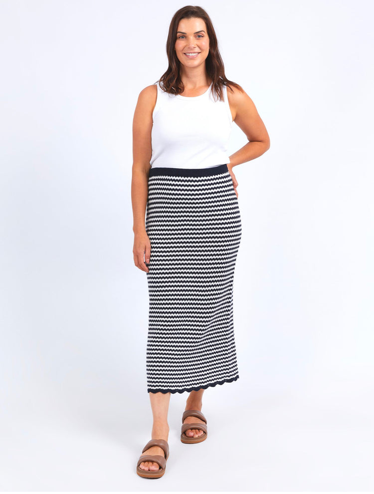 Rosie Stripe Skirt | Navy & White