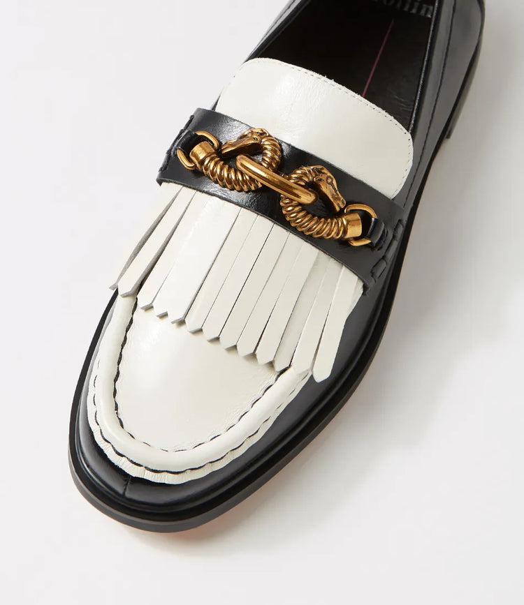 Grin Loafer | Black & White Leather