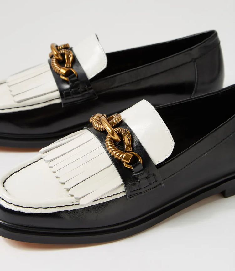 Grin Loafer | Black & White Leather