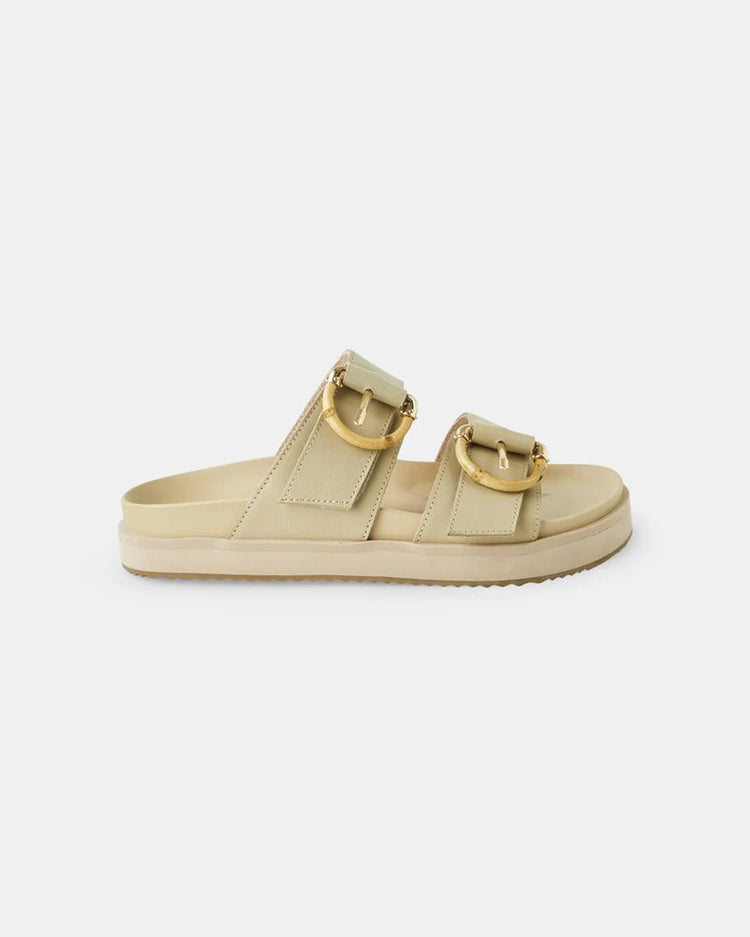 Mint Leather Slide | Camel Bamboo