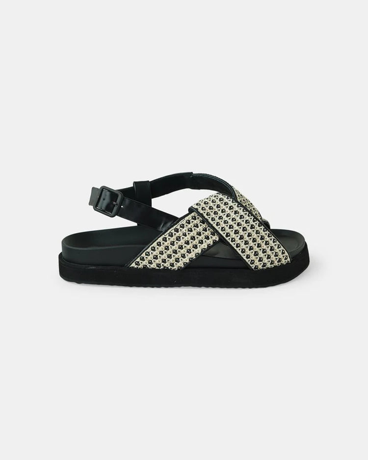 Mya Sandal | Black Woven