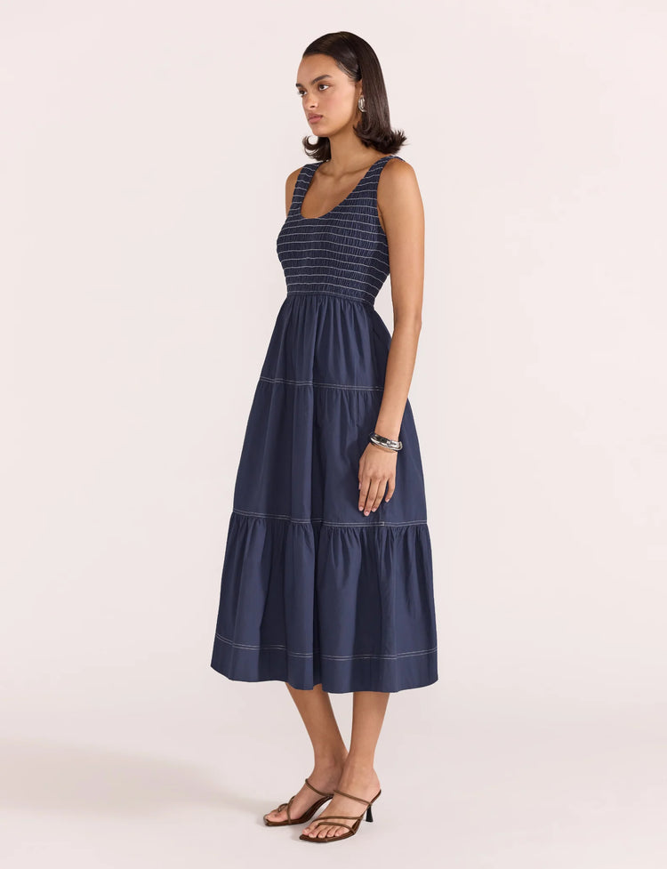 Asta Shirred Midi Dress