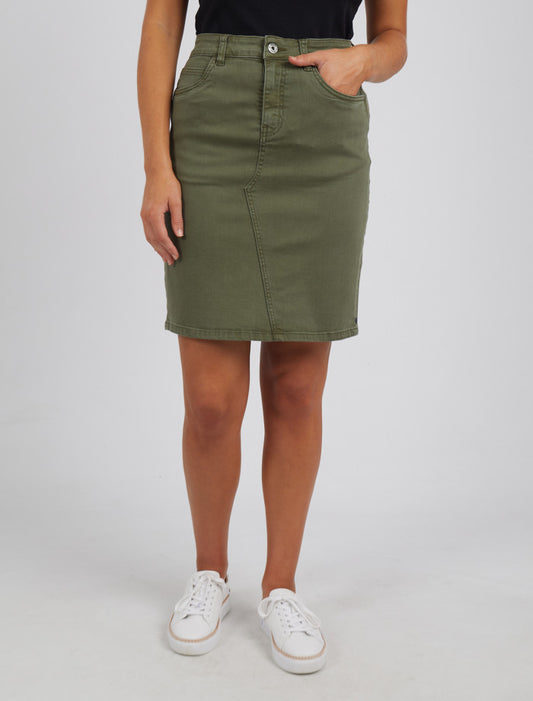 Belle Denim Skirt | Khaki