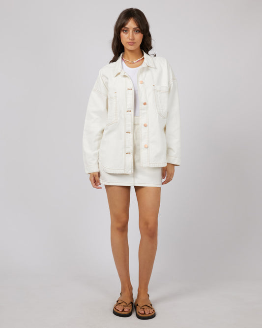 Coco Denim Shacket | Vintage White