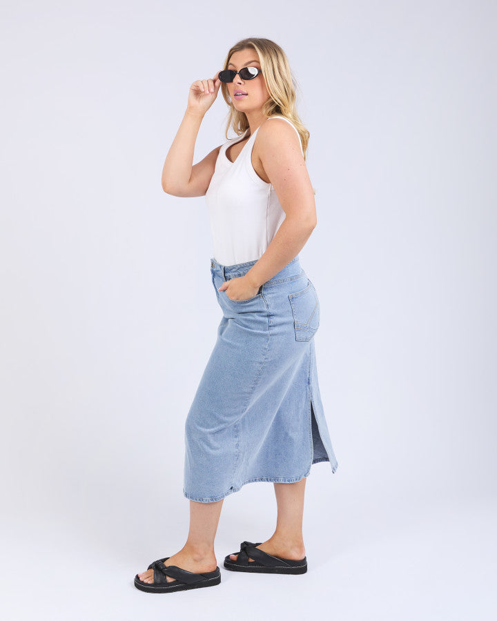 Eloise Denim Midi Skirt | Light Blue Wash