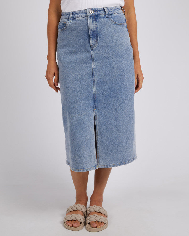 Eloise Denim Midi Skirt | Light Blue Wash