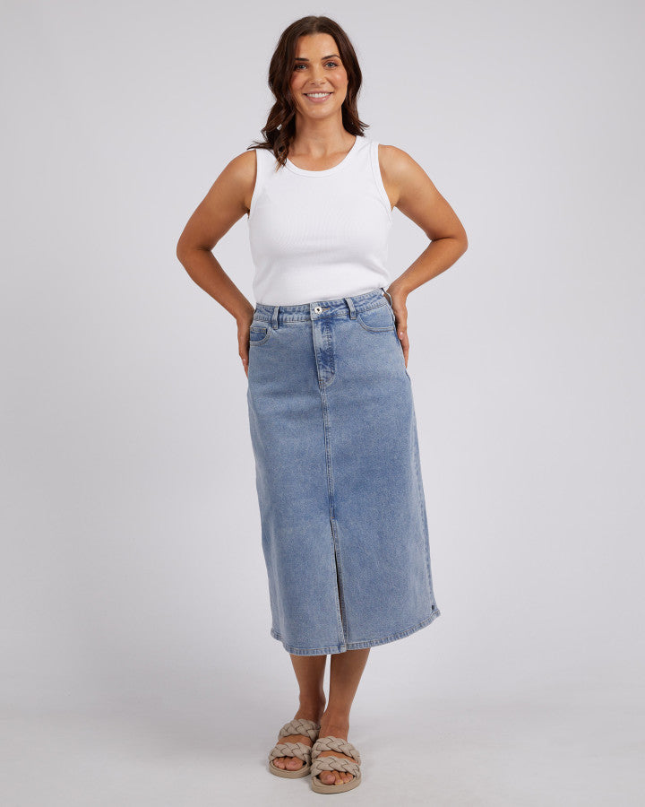 Eloise Denim Midi Skirt | Light Blue Wash