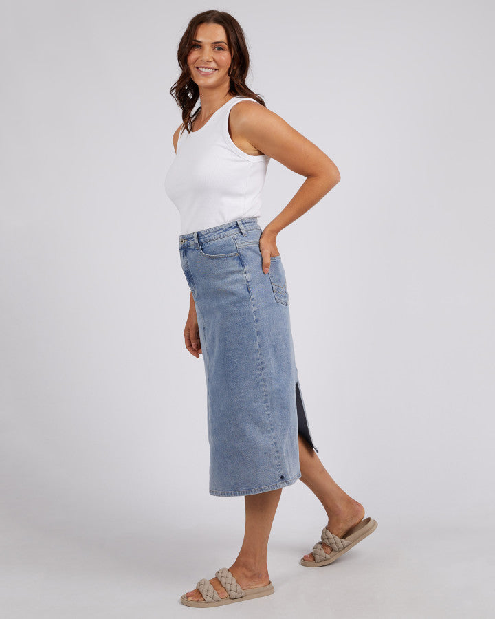 Eloise Denim Midi Skirt | Light Blue Wash