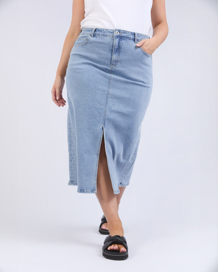 Eloise Denim Midi Skirt | Light Blue Wash