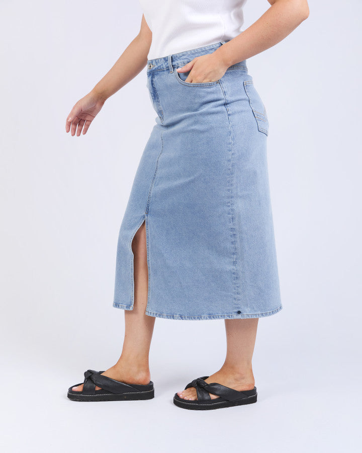 Eloise Denim Midi Skirt | Light Blue Wash