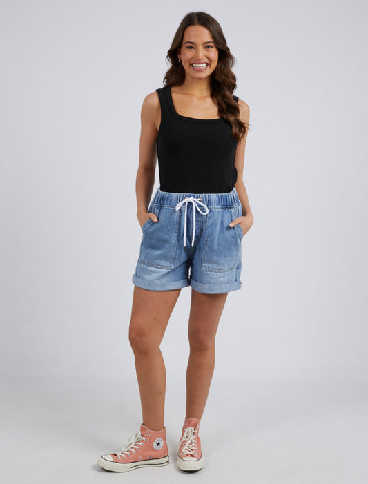 Emma Relaxed Denim Short | Mid Blue Wash