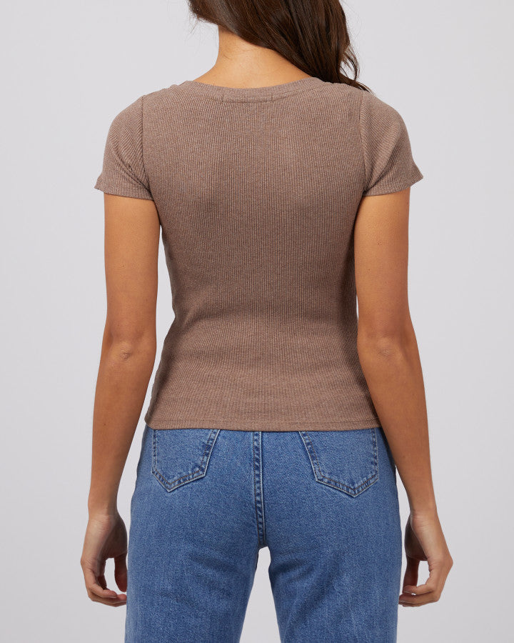 Lottie V Neck Tee | Brown