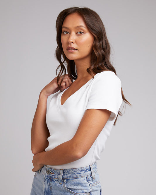 Lottie V Neck Tee | White