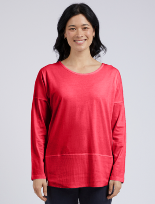 Rib Long Sleeve Tee | Coral Spritz