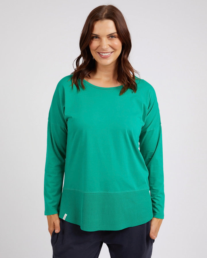 Rib Long Sleeve Tee | Goodness Green