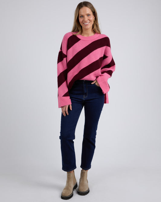 Sage Diagonal Stripe Knit