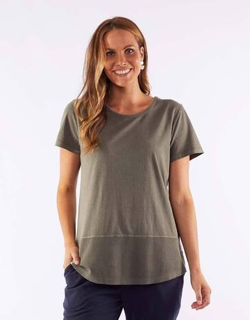 Rib Short Sleeve Tee | Khaki